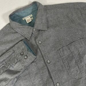 Carbon 2 Cobalt Mens Medium Gray Flannel Flip Cuff Long Sleeve Button Up Shirt